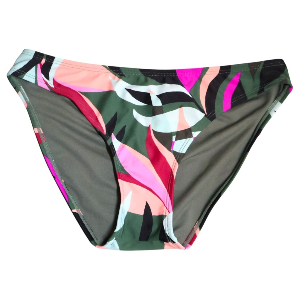 Hula Honey Bikini Bottom S Olive Pink Abstract Leaf Print Hipster Modern Tropic